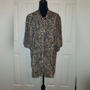 Torrid Sheer Animal Print Button Down Shirt Top Blouse Women Size 3